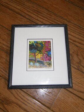 Vintage 1986 Small Art Print New York Walking The Dog Robert Clarence Framed